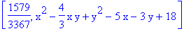 [1579/3367, x^2-4/3*x*y+y^2-5*x-3*y+18]